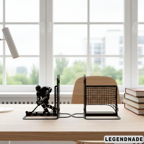 Ice Hockey Metal Bookend: Hockey Player Bookshelf Decor, Sports Book End, Gift for Hockey Lovers