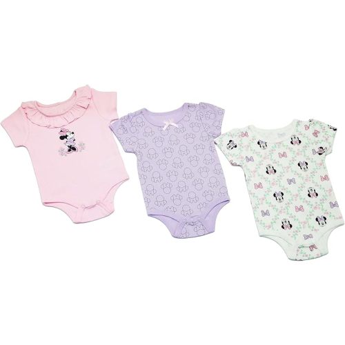 Magic Threadz Disney Clothes Baby Girls 3-Pack Bodysuits – Minnie Mouse & Winnie the Pooh Outfit Set (0M–9M)