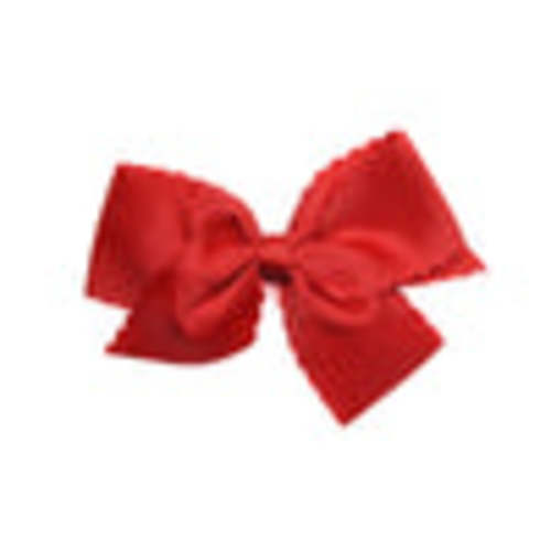 Scalloped Edge Grosgrain Hair Bow, Poppy Red – Stitchy Fish