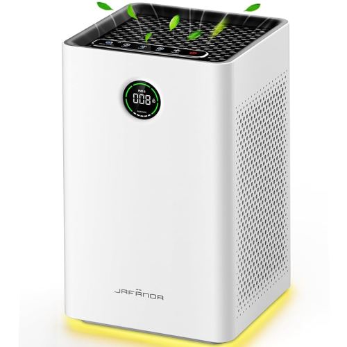 Jafända Air Purifiers for Home Large Room Up To 1190ft², True HEPA 13 Filter, Activated Carbon Remove 99.97% Dust Smoke Odor Pollen Pets Hair Dander Allergies, Quiet Sleep Mode 23dB, Night Light