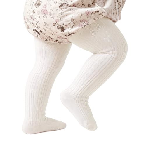 Century Star Baby Girls Cotton Cable Knit Tights for 0-4 Years Toddler | Soft,Footed Coverage,Seamless Toe,Stretch Waistband,Thick Warm Stocking For Kids 0-4 Years,Winter Cold Weather And Daily Wear