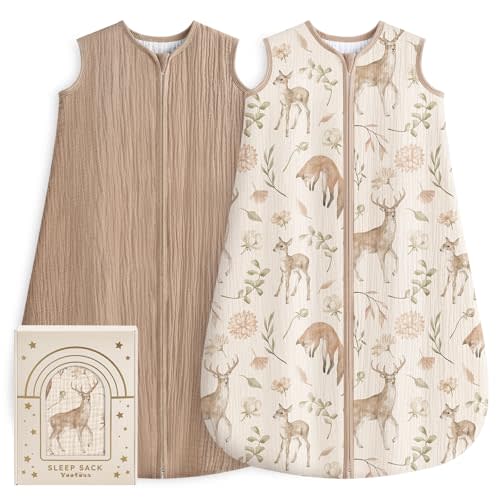 Yoofoss Baby Sleep Sack 0-6 Months 100% Organic Muslin Cotton Wearable Blanket Baby, Newborn Infant Sleeping Sack 2-Way Zipper Lightweight