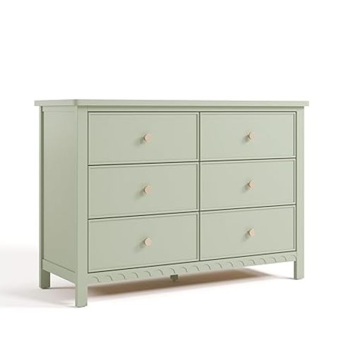 Graco Sasha 6 Drawer Dresser (Sage) – GREENGUARD Gold Certified, Wood Storage for Nursery or Kids’ Room, Safe Interlocking Drawer System & Easy Assembly with Pre-Installed Tracks