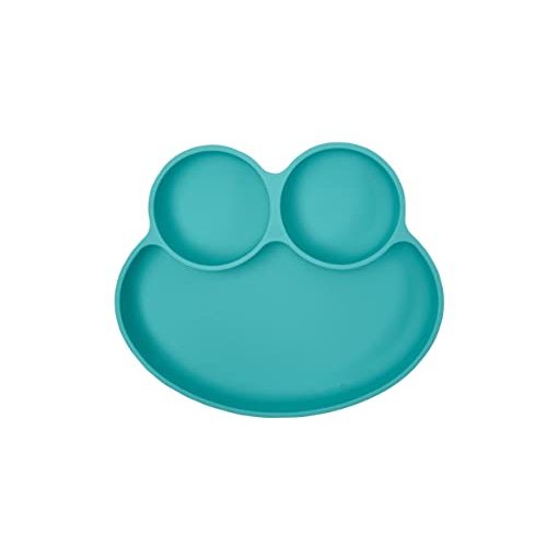 Abiie Octopod Frog Silicone Plates with Suction - Spill Proof, Easy to Clean - BPA-Free Bowl - Suction Plates for Baby and Toddler - Training & Feeding Divided Grip Dish (Turquoise)