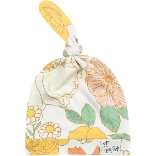 Copper Pearl Baby Beanie Hat Top Knot Stretchy Soft Rose