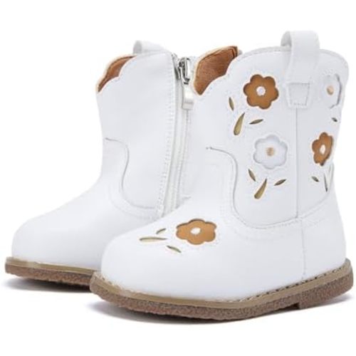 BMCiTYBM Baby Cowboy Cowgirl Boots Infant Western Boots Toddler Boys Girls Round Toe Riding Mid Calf Boots All Seasons for 6 9 12 18 24 Months