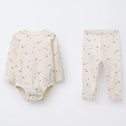 CHERRY PRINT BODYSUIT AND LEGGINGS SET - Cream | ZARA United States