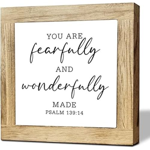You Are Fearfully & Wonderfully Made Sign, Psalm 139:14 Sign, Nursery Bible Verse Art Decoration, Bible verse Wood Tabletop Signs, Christian Home Decor, Cheer Up Gift
