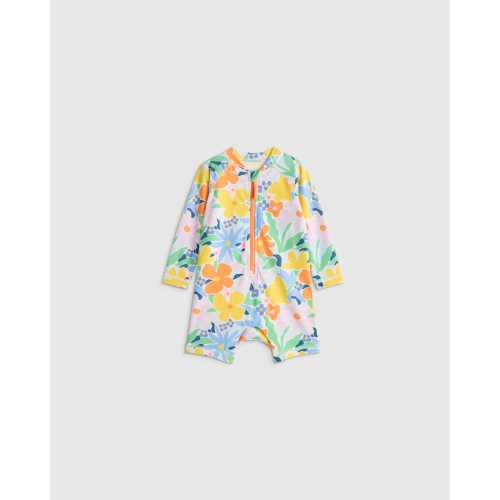 Long Sleeve Zip-Up Rash Guard One-Piece - Baby in Poolside Floral