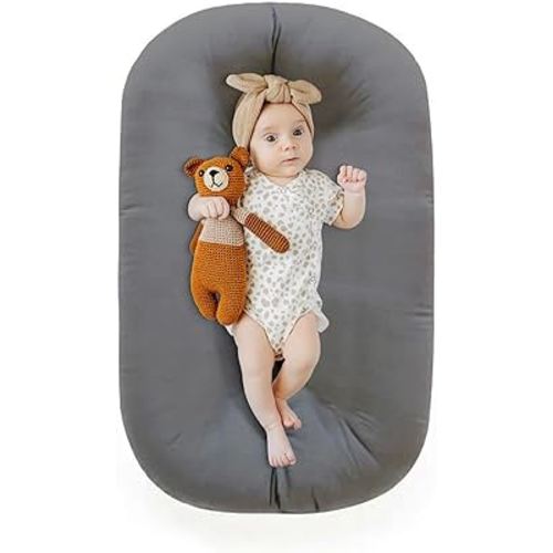 Baby Lounger - Baby Lounger for Newborn, Breathable & Soft Baby Nest Cover Co Sleeping for Baby 0-12 Months, Baby Essentials Gifts, Portable Infant Lounger, Baby Snuggle Lounger Me(Grey)