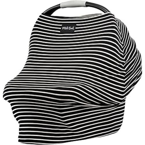 Milk Snob Original 5-in-1 Cover - Nursing Cover for Breastfeeding - Baby Car Seat Cover, Carseat Canopy & Stroller - Essential All-in-One Cover - Gift for Mom, Baby (Modern Stripe)