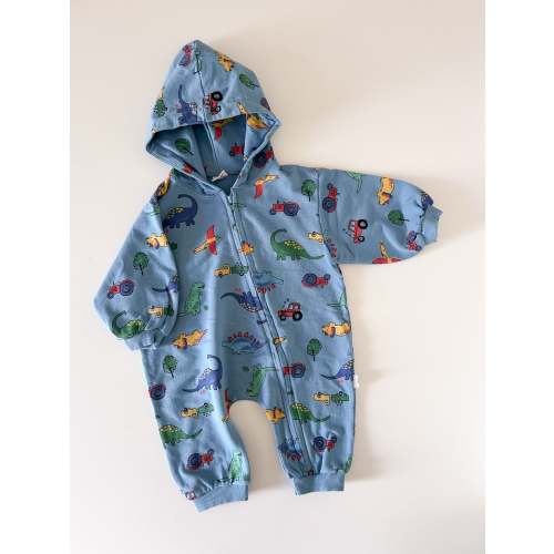 [At Noon Original] Baby Oversized Zip-Up Hoodie Jumpsuit (3m-4y)- Blue