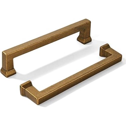 2 Pack 5inch(128mm) Hole Center Vintage Antique Brass Cabinet Pulls Heavy-Duty Solid Cabinet Hardware Pulls for Kitchens, bathrooms and Dresser Handle