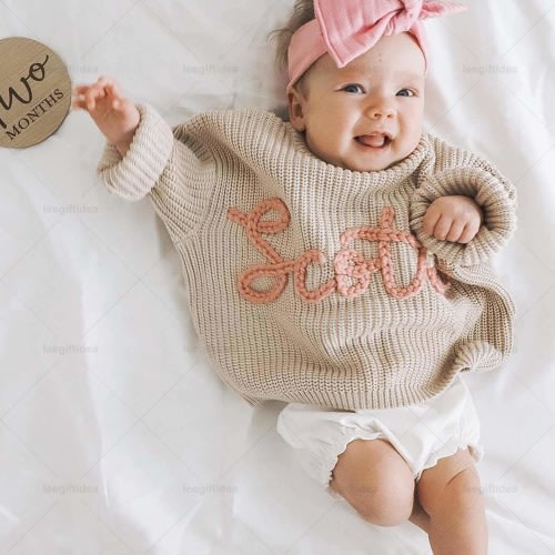 Custom Name Baby Sweaters,Personalized Hand Embroidered Name Baby Sweaters,Toddler Sweater with Name,Unique Baby Sweater,Baby shower gift