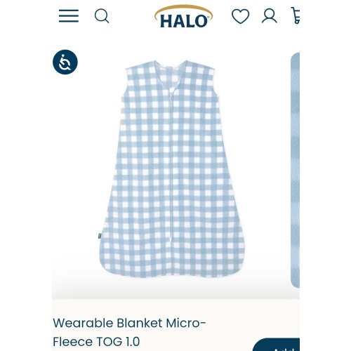 Blue Gingham Micro-Fleece Sleep Sack | Small | HALO