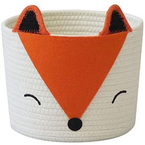 T&T Homewares Small Cute Orange Fox Basket for Baby Diaper Organizer, Baby Laundry Baskets, Nursery Storage, Kids Room Organizer, Woodland Nursery Decor, Dog Cat Toy Basket