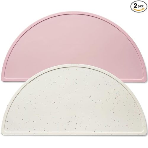 Silicone Placemats for Babies, Toddlers & Kids, BPA-Free Non-Slip Baby Table Mat Food Mats, 2 Pack
