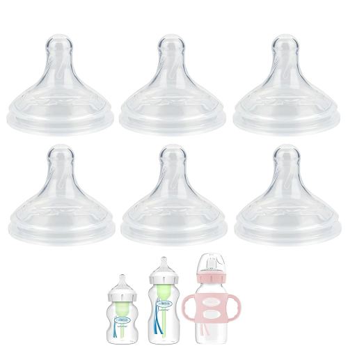 Silicone Nipple for Dr. Brown's Natural Flow Level 3 Wide-Neck Baby Bottle, 6m+, Fast Flow, 6 Count