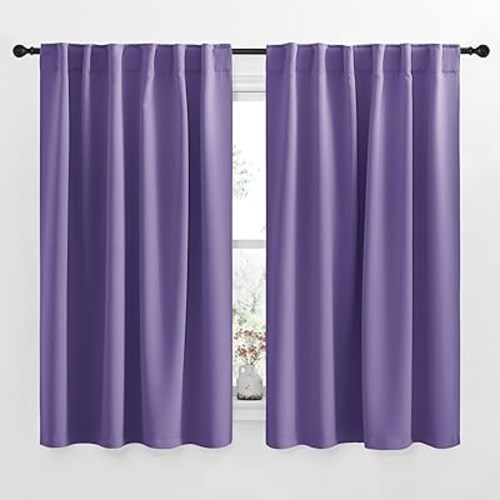 NICETOWN Blackout Curtain Panels for Living Room - (Lilac Purple Color) 52x63 Inch, 2 Panels Set, Room Darkening Blackout Drapes for Window