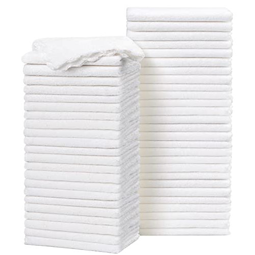 HOMEXCEL Washcloths 50 Pack, Microfiber Coral Fleece Bath Face Towels, Extra Absorbent and Soft Wash Cloths
