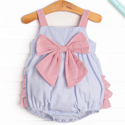 Red, White, and Blue Bubble, Blue Seersucker – Stitchy Fish