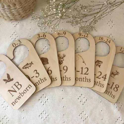 Woodland Nursery Closet Dividers | Baby Closet Organizer Set | Wooden Baby Size Dividers