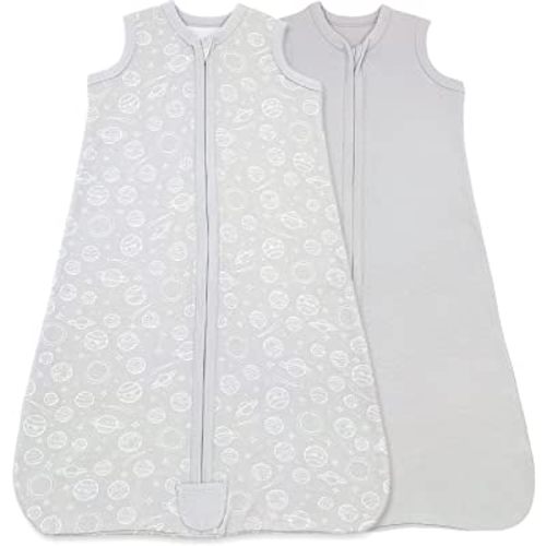 Baby Wearable Blanket, Cotton Sleep Sacks for 3-6 Months, 2 Pack Unisex Sleeping Bag Sack, Small Size, 2-Way Zipper, 0.5 Tog Breathable Cotton