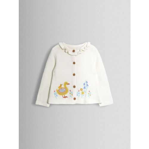 Cream Duck Floral Appliqué Cardigan