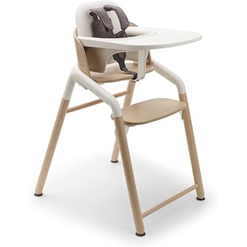 Bugaboo Giraffe Wooden Baby High Chair, Adjustable in 1 Second, Easy to Clean, Safe and Ergonomic Highchair, Suitable from Birth in Combination with Newborn Set (Sold Separately) (Neutral Wood/White)