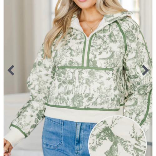NURSING COLLECTION: Always Direct Olive Green Toile Pullover