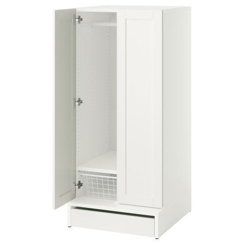 SMÅSTAD / UPPFÖRA Wardrobe - white white/with frame 23 5/8x25 5/8x53 1/2 "