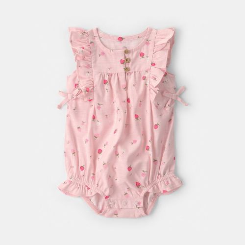 Baby Girl Carter's Strawberry Ruffle Sleeveless Romper