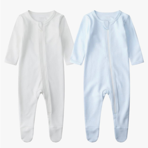 Owlivia Organic Cotton Baby Pajamas, Boys Girls Zip Front Sleep 'N Play Pjs, Footed Sleeper, Long Sleeve