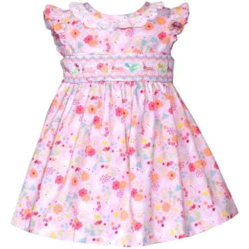 Bonnie Jean Girl's Easter Dress - Bunny Smocked Dress for Baby Toddler and Little Girls