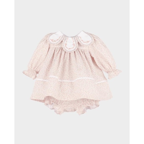 Girl's Floral Cotton Petal Float Dress & Bloomers, Size 12M-3