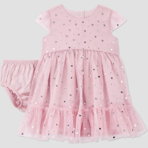 Carter's Just One You® Baby Girls' 2pc Holiday Glittery Tulle Dress - Pink 12M