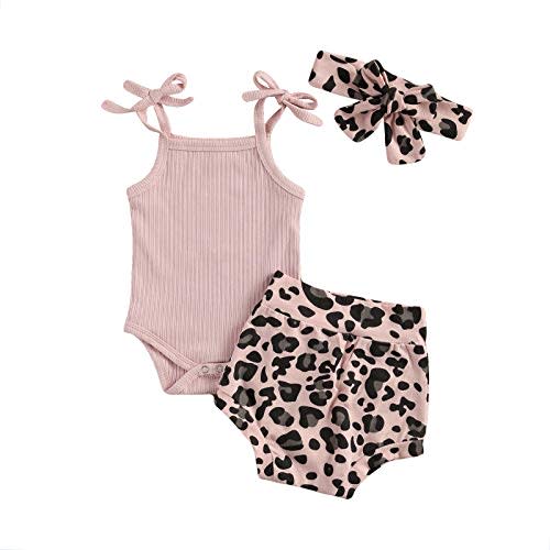 Kuriozud Newborn Infant Baby Girl 2 Piece Summer Outfits Tank Romper Top + Ruffle Bloomer Shorts Set Clothes