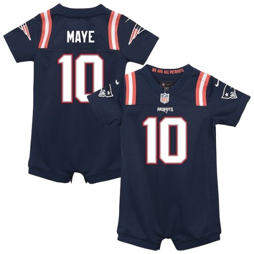 Newborn & Infant New England Patriots Drake Maye Nike Navy Game Romper Jersey