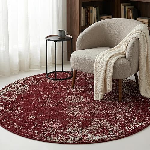 Unique Loom Sofia Collection Area Rug - Casino (5' 3" Round, Burgundy/ Gray)