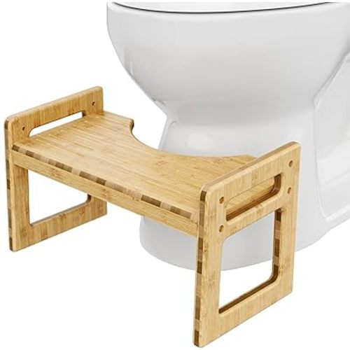Squatty Potty Tao Bamboo Adjustable Toilet Stool, 7" & 9" Height, Bathroom Stool for Kids and Adults, Brow