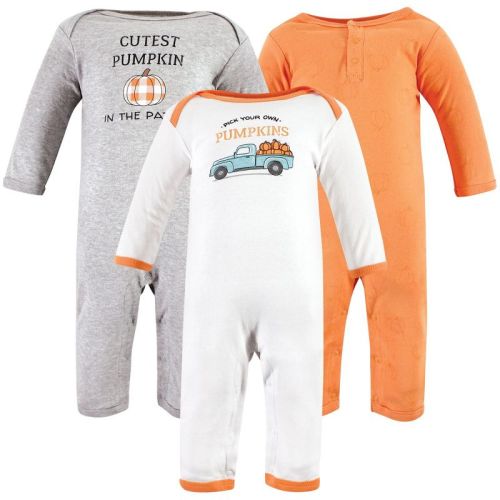 Hudson Baby Unisex Baby Cotton Coveralls, Pumpkin Truck, 0-3 Months