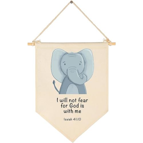 Animal Christian Nursery Decor-Bible Verse Art-Jungle Safari-Scripture Flag Decor Gift for Baby Boys Girls Newborn Kids-Banner Pennant Wall Sign Gifts for Nursery Baby Room Playroom Bedroom