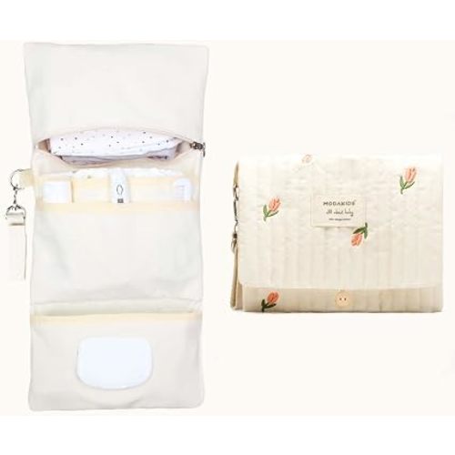 Baby Bag Organizer, Waterproof Mini Diaper, Foldable Mom Travel Set, Diaper Bag Organizer, with Gift for Baby Shower (Flower)