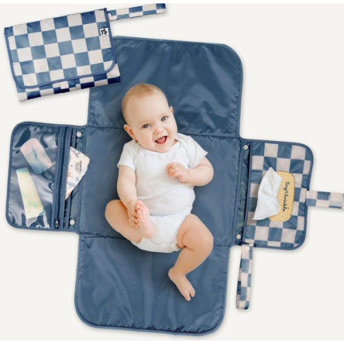 Portable/Foldable Waterproof Diaper Changing Pad with Smart Wipes Pocket