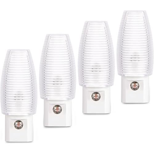 Emotionlite Plug in Night Light, Warm White LED Nightlight, Dusk to Dawn Sensor, Kids, Nursery, Bedroom, Bathroom,Hallway, Stairs, Kitchen, 4 Pack