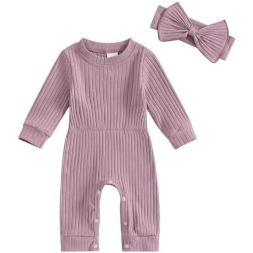 Karwuiio Newborn Baby Girl Coming Home Outfit Long Sleeve One Piece Romper Jumpsuit Infant Fall Clothes Sets