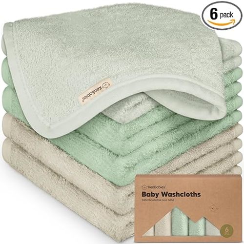 6-Pack Baby Washcloths – Soft Absorbent Viscose from Bamboo Washcloths for Face, Body, Baby Towels for Newborn, Kids, Toddlers, Infant, Gentle on Sensitive Skin, 10x10 Reusable Face Towels (Hills)