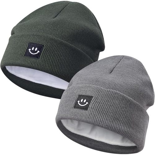 2 Pack Baby Beanie Fleece Lined Knit Toddler Hat for Girls Boys 0-8 Years