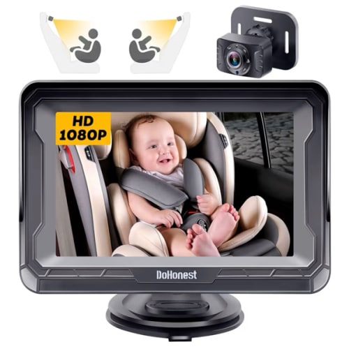 DoHonest Baby Car Camera HD 1080P - Rear-Facing Car Baby Monitor with Night Vision, Adjustable View Angle, Easy Setup, Anti-Glare Display, Safety for Kids & Infants