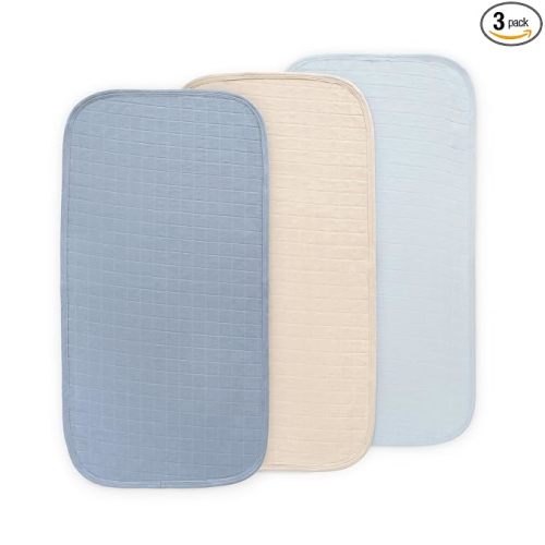 mushie Water Repellent Changing Pad Liners | Made with Organic Cotton | Set of 3 (Blue Combo)